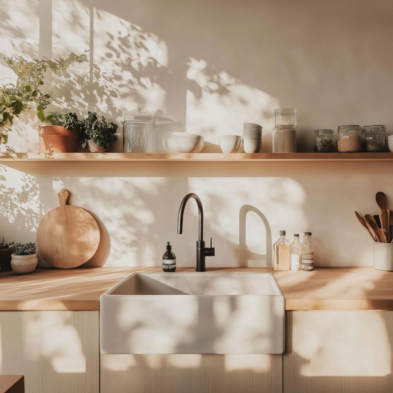 Ausmann Ceramic Panor Shade keraaminen valkoinen Butler-tiskialtaan - alakaappi ja välikaappi 630 x 597 mm, hananreikä ja Gun metal -tulppa 1208970551