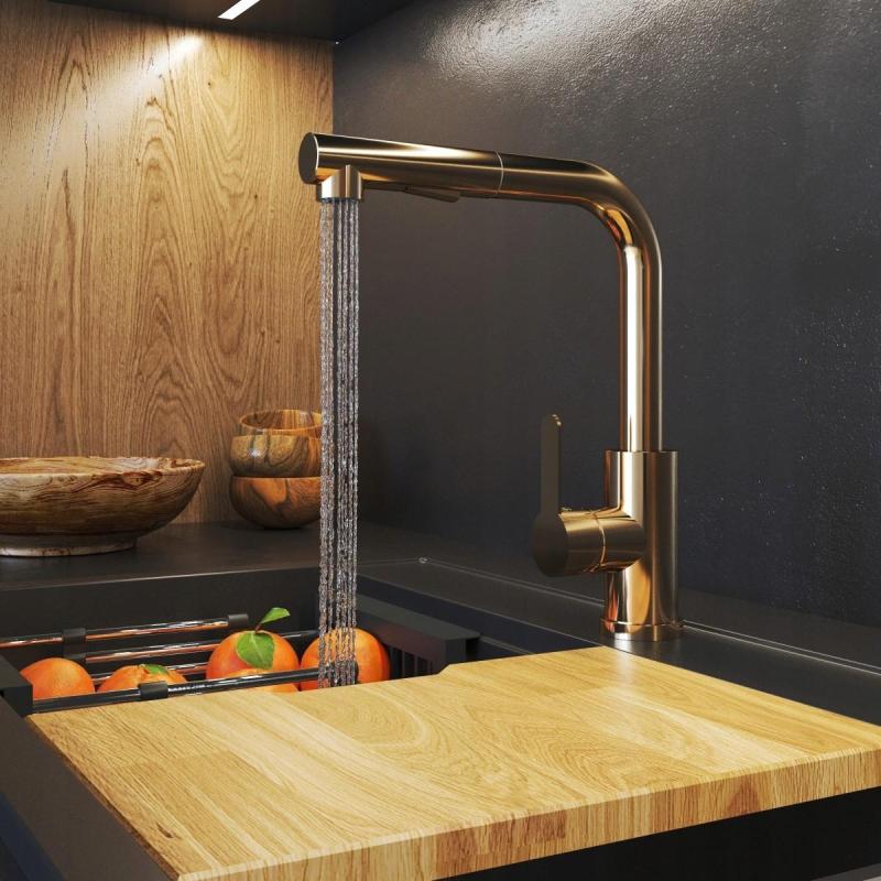 Graniittimaa Celeste Keittiöhana Kupari, jossa on Vedettävä Juoksuputki ja Kaksitoiminen Käsisuihku 1208970665