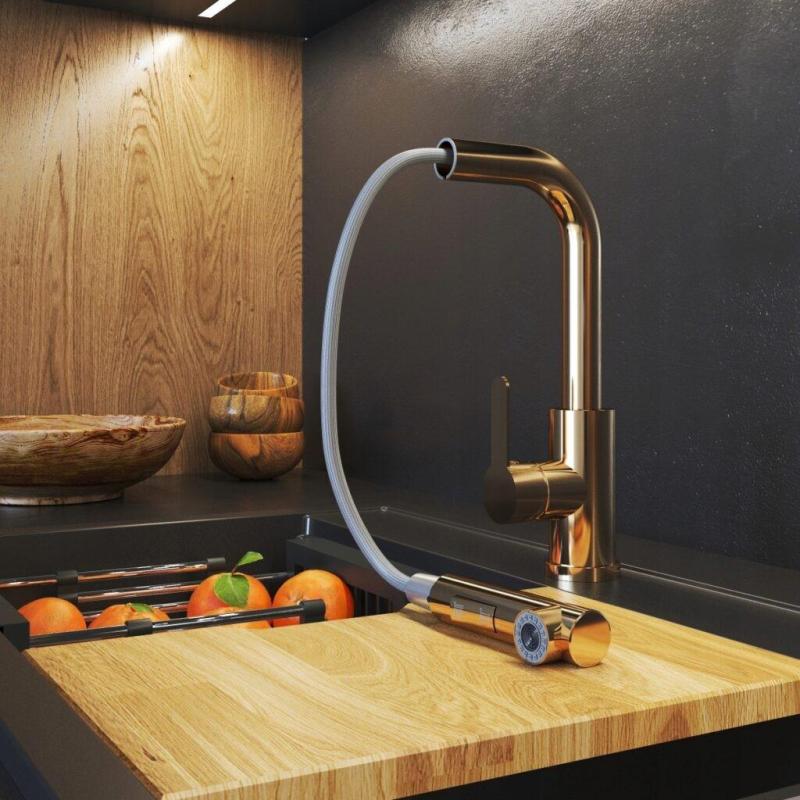 Graniittimaa Celeste Keittiöhana Kupari, jossa on Vedettävä Juoksuputki ja Kaksitoiminen Käsisuihku 1208970665