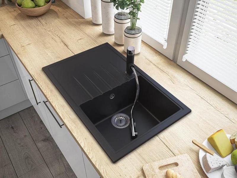 Graniteland Ceres Keittiöhana Musta, jossa on Ulosvedettävä Juoksuputki ja Kaksitoiminen Käsisuihku 1208970707