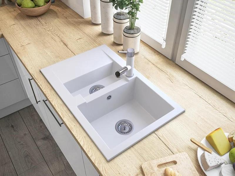 Graniteland Ceres Keittiöhana Valkoinen, jossa on Ulosvedettävä Juoksuputki ja Kaksitoiminen Käsisuihku 1208970709