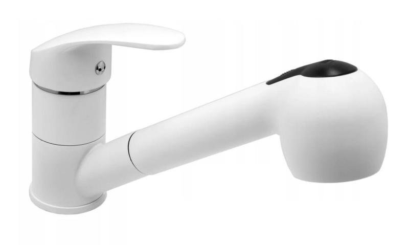 Graniittimaa Rhea Keittiöhana Valkoinen, jossa on ulosvedettävä juoksuputki ja kaksitoiminen käsisuihku 1208970714