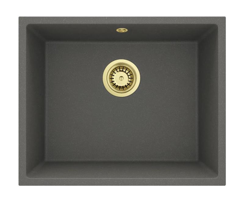 GraniteMy Universal Graniitti Harmaa, tumma Pesuallas 50x40 cm Päälle asennus, Alapuolinen asennus ja Tasoasennus Kultaisella Tulppa 1208970756