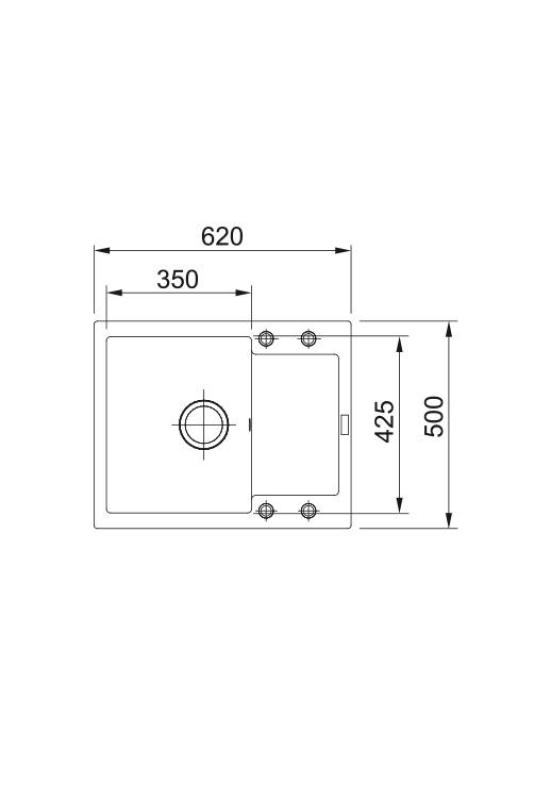 Franke Maris MRG 611-62 Fragranite Matti Musta Tiskiallas 62 x 50 cm Päälle rakennettu valutusalueella 114.0628.964