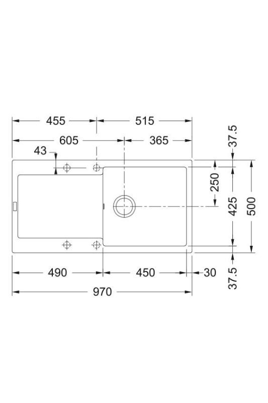 Franke Maris MRG 611-97 Fragranite Matti Musta Pesuallas 97 x 50 cm Päälleasennettava Valutusalueella 114.0628.967