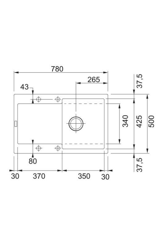 Franke Maris MRG 611-78 Fragranite Mat Musta Tiskiallas 78 x 50 cm Päälle asennettava Laskutaso-osalla 114.0628.968