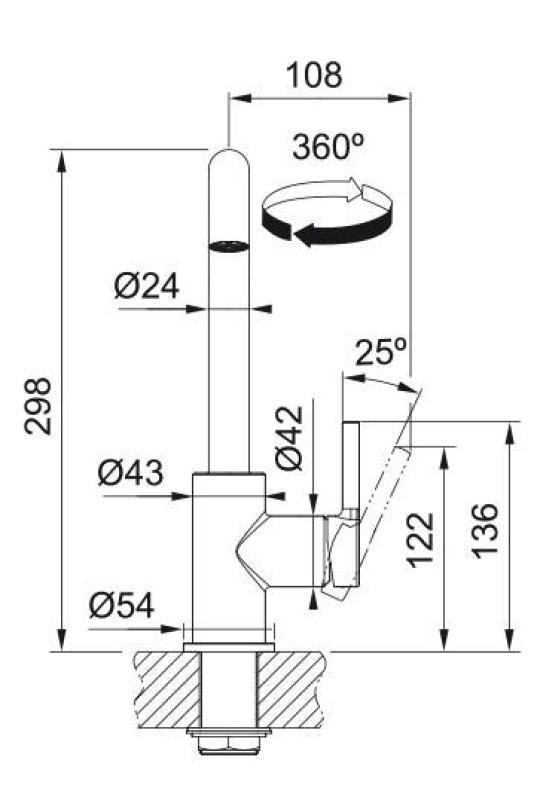 Franke Lina U Keittiöhana Pyörivä Ulostulo Kromi 115.0728.473