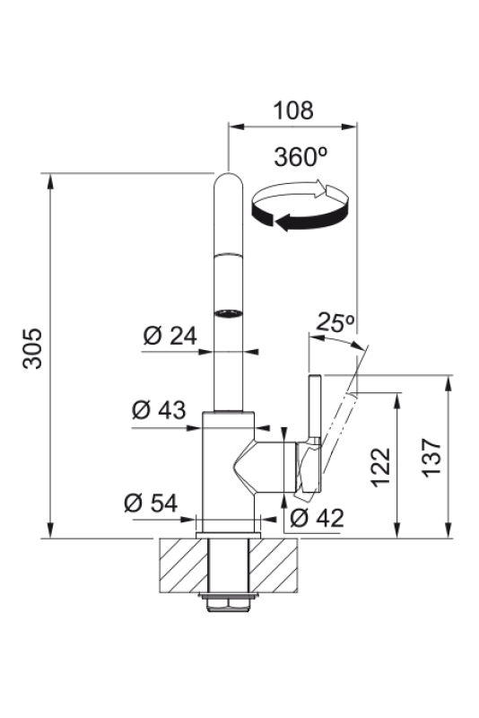 Franke Lina U Keittiöhana Kromi Vetävä Ulospäin 115.0728.476