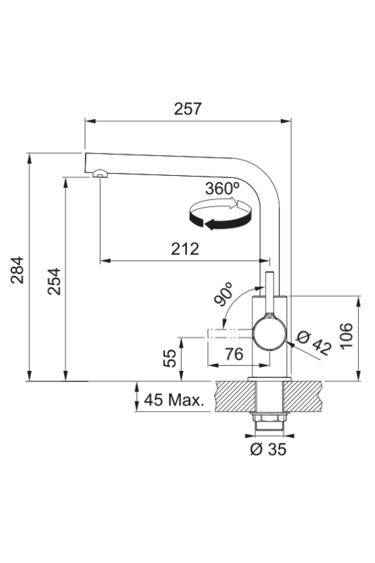 Franke Lina L Keittiöhana Kääntyvä Juoksuputki Musta 115.0693.393