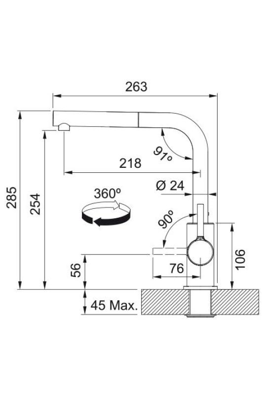 Franke Lina L Keittiöhana Onyx Ulosvedettävällä Ulospäin 115.0728.484