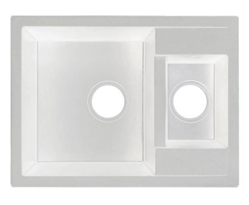 GraniteMy Smart extra matala 1,5 graniitti päälle asennettava valkoinen pesuallas 58x44cm kuparitulpalla 1208970052