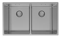 Pure.Sink Prestige Kaksoisruostumaton teräsaltaat 70x40 cm 10mm säde alapuolella, tasossa ja päälle PPG343440-02