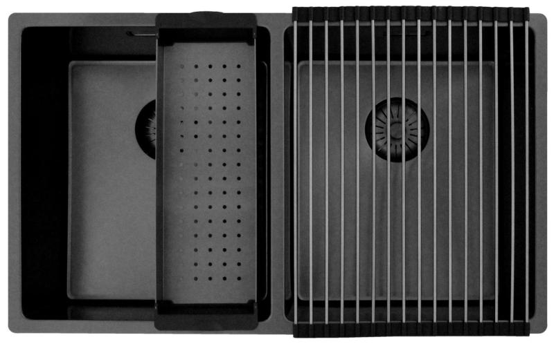 Pure.Sink Prestige Kaksinkertainen Gun metal -allas 70x40 cm 10mm säde alapuolella, tasorakentaminen ja päälle rakentaminen PPG343440-61