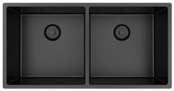 Pure.Sink Prestige Kaksois Gun metal -allas 82x40 cm 10mm säde ala-asennus, tasorakentaminen ja päälle asennus PPG404040-61
