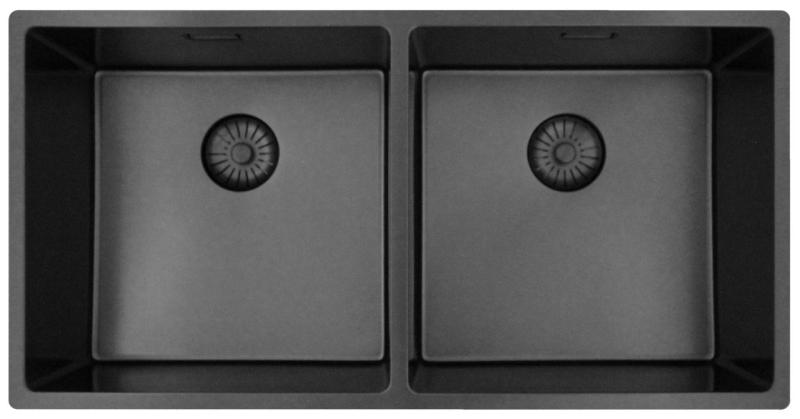 Pure.Sink Prestige Kaksois Gun metal -allas 82x40 cm 10mm säde ala-asennus, tasorakentaminen ja päälle asennus PPG404040-61