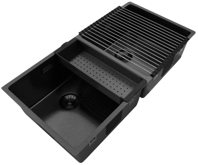 Pure.Sink Prestige Kaksois Gun metal -allas 82x40 cm 10mm säde ala-asennus, tasorakentaminen ja päälle asennus PPG404040-61