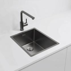 Pure.Sink Exclusivo Gun metal -pesuallas 34x40 cm, 10mm säde, alapuolinen, tasorakenteinen ja päälle asennettava PEX3440-61