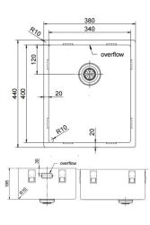 Pure.Sink Exclusivo Kuparinen tiskiallas 34x40 cm 10mm säde alapuolella, tasorakennus ja päälle rakennus PEX3440-62