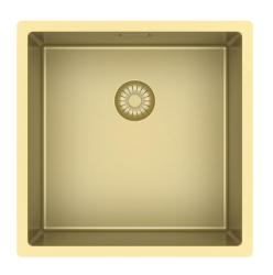 Pure.Sink Exclusivo Kultainen tiskiallas 40x40 cm 10mm säde alapuolella, tasorakentaminen ja päälle rakentaminen PEX4040-60