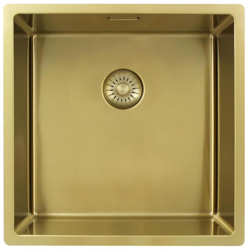 Pure.Sink Exclusivo Kultainen tiskiallas 40x40 cm 10mm säde alapuolella, tasorakentaminen ja päälle rakentaminen PEX4040-60
