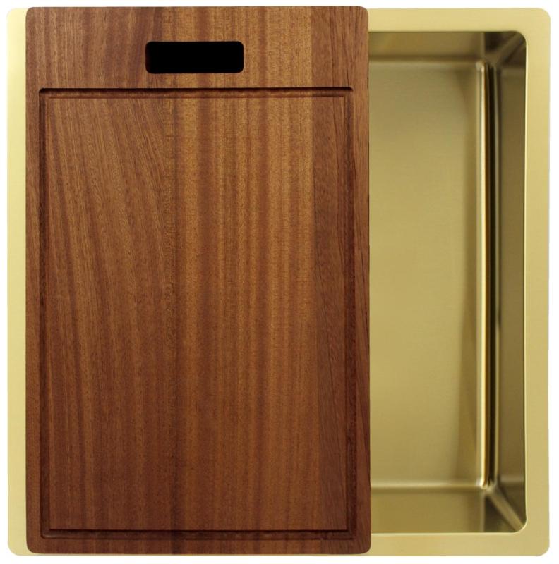 Pure.Sink Exclusivo Kultainen tiskiallas 40x40 cm 10mm säde alapuolella, tasorakentaminen ja päälle rakentaminen PEX4040-60