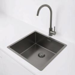 Pure.Sink Exclusivo Gun metal -allas 40x40 cm 10mm säde ala-asennus, tasorakennus ja päälle asennus PEX4040-61