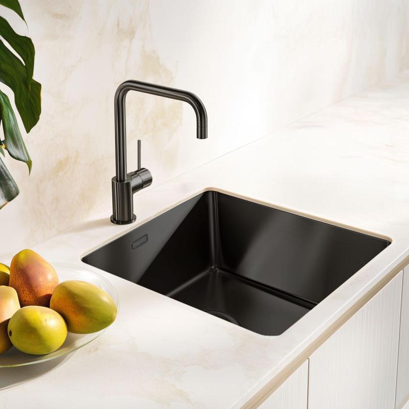 Pure.Sink Exclusivo Gun metal -allas 40x40 cm 10mm säde ala-asennus, tasorakennus ja päälle asennus PEX4040-61