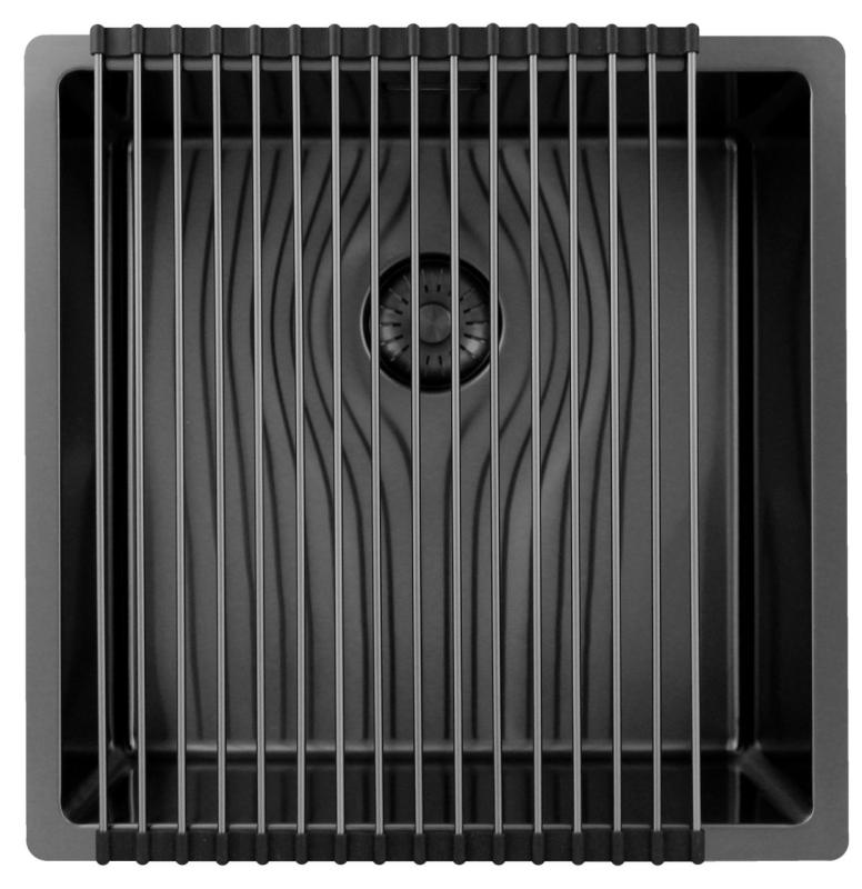 Pure.Sink Exclusivo Gun metal -allas 40x40 cm 10mm säde ala-asennus, tasorakennus ja päälle asennus PEX4040-61