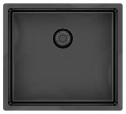 Pure.Sink Exclusivo Gun metal -pesuallas 45x40 cm 10mm säde alapuolella, tasorakentaminen ja päälle rakentaminen PEX4540-61