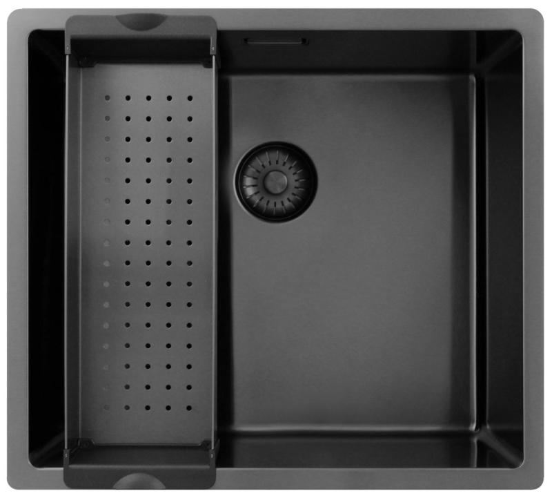 Pure.Sink Exclusivo Gun metal -pesuallas 45x40 cm 10mm säde alapuolella, tasorakentaminen ja päälle rakentaminen PEX4540-61
