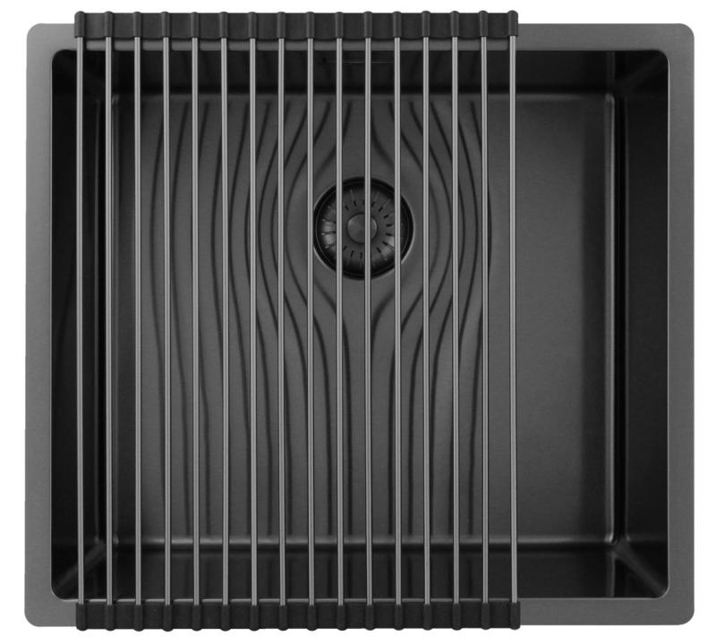 Pure.Sink Exclusivo Gun metal -pesuallas 45x40 cm 10mm säde alapuolella, tasorakentaminen ja päälle rakentaminen PEX4540-61