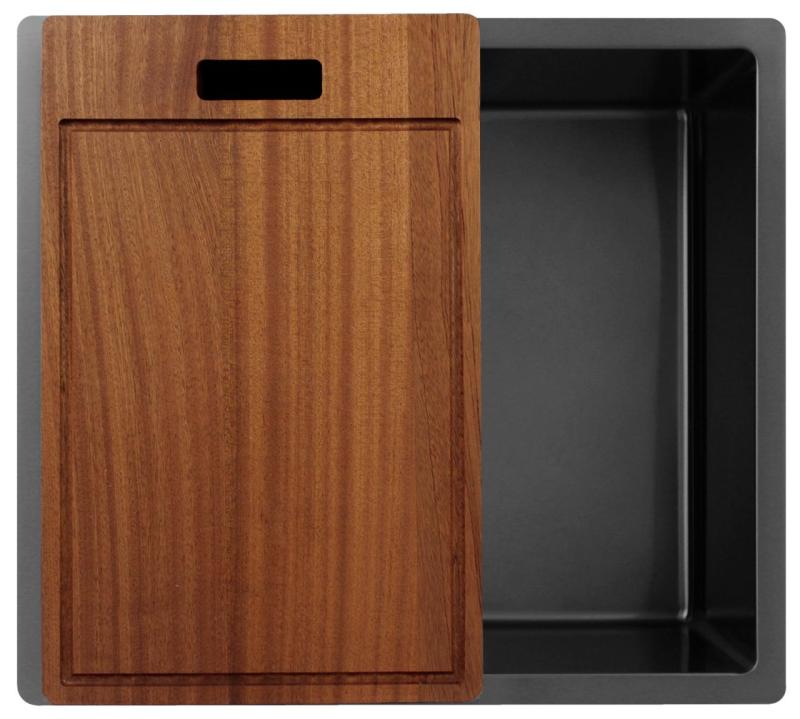 Pure.Sink Exclusivo Gun metal -pesuallas 45x40 cm 10mm säde alapuolella, tasorakentaminen ja päälle rakentaminen PEX4540-61