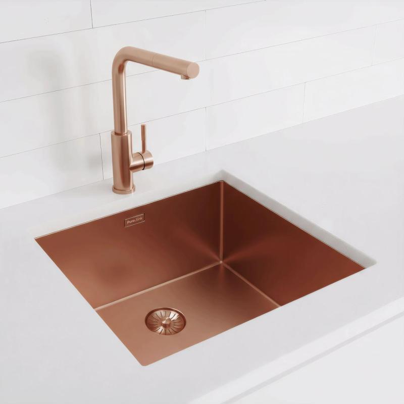 Pure.Sink Exclusivo Kuparinen pesuallas 45x40 cm 10mm säde ala-asennus, tasoon upotus ja päälle asennus PEX4540-62