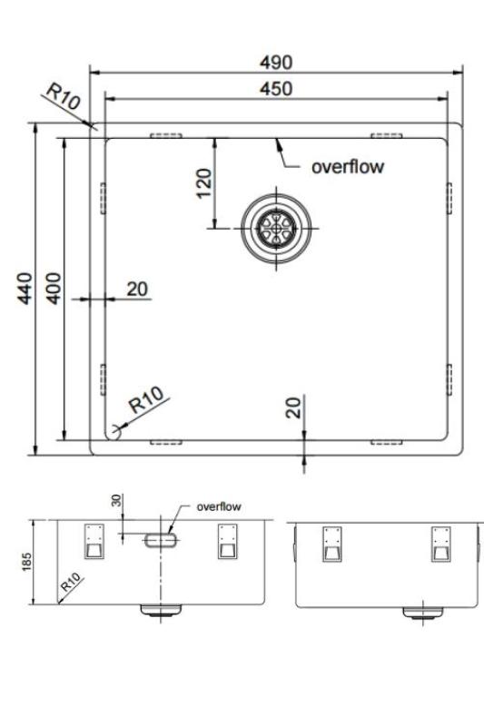 Pure.Sink Exclusivo Kuparinen pesuallas 45x40 cm 10mm säde ala-asennus, tasoon upotus ja päälle asennus PEX4540-62