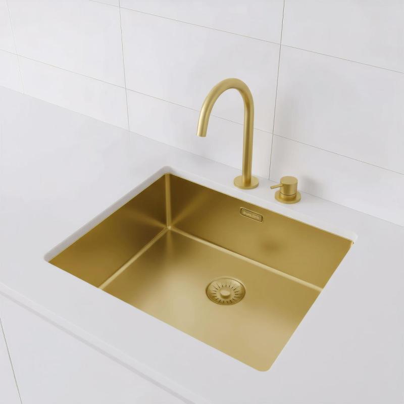Pure.Sink Exclusivo Kultainen tiskiallas 50x40 cm 10mm säde alapuolella, tasorakentaminen ja päälle rakennus PEX5040-60