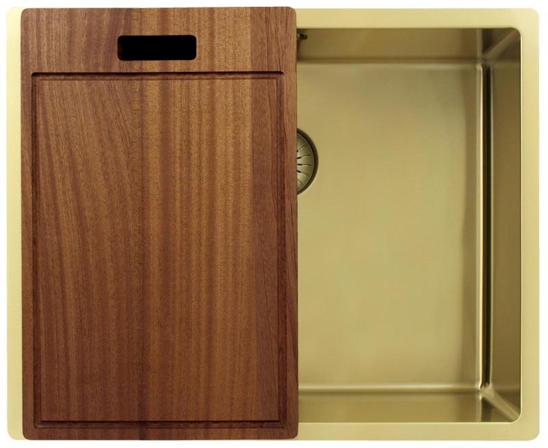 Pure.Sink Exclusivo Kultainen tiskiallas 50x40 cm 10mm säde alapuolella, tasorakentaminen ja päälle rakennus PEX5040-60