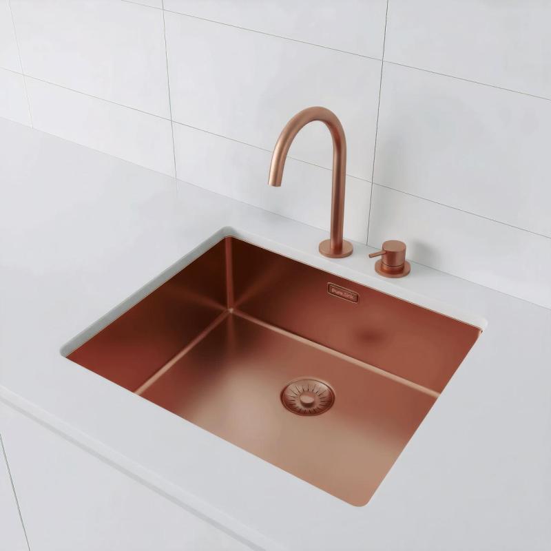 Pure.Sink Exclusivo Kuparinen tiskiallas 50x40 cm 10mm säde alapuoli, tasorakentaminen ja päälle rakentaminen PEX5040-62