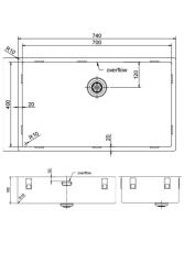 Pure.Sink Exclusivo suuri ruostumaton teräksinen tiskiallas 70x40 cm 10mm säde alapuolella, tasoon upotettava ja päälle asennettava PEX7040-02