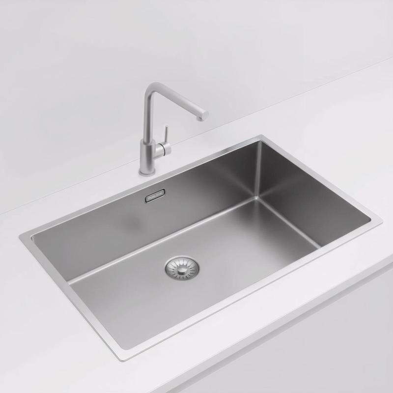 Pure.Sink Exclusivo suuri ruostumaton teräksinen tiskiallas 70x40 cm 10mm säde alapuolella, tasoon upotettava ja päälle asennettava PEX7040-02