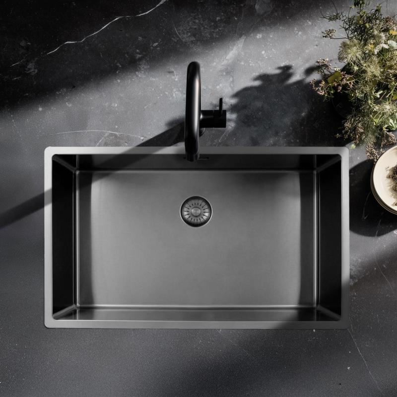 Pure.Sink Exclusivo suuri ruostumaton teräksinen tiskiallas 70x40 cm 10mm säde alapuolella, tasoon upotettava ja päälle asennettava PEX7040-02