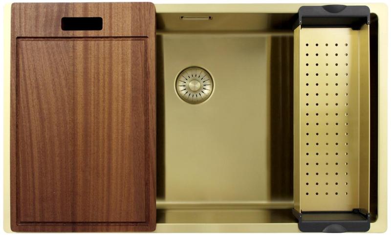 Pure.Sink Exclusivo suuri kultainen allas 70x40 cm 10mm säde alapuolella, tasoon upotettu ja päälle asennettu PEX7040-60