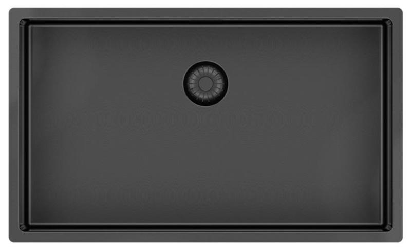 Pure.Sink Exclusivo suuri Gun metal -allas 70x40 cm 10mm säde alapuolella, tasoon upotettava ja päälle asennettava PEX7040-61