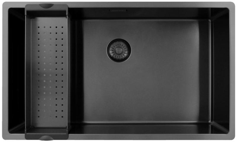 Pure.Sink Exclusivo suuri Gun metal -allas 70x40 cm 10mm säde alapuolella, tasoon upotettava ja päälle asennettava PEX7040-61