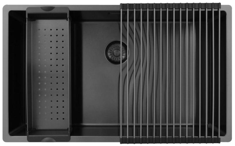 Pure.Sink Exclusivo suuri Gun metal -allas 70x40 cm 10mm säde alapuolella, tasoon upotettava ja päälle asennettava PEX7040-61