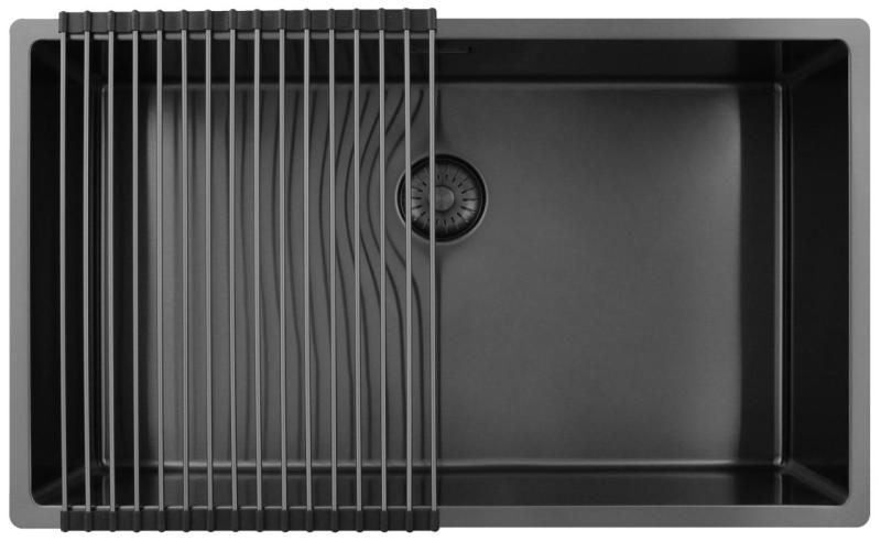 Pure.Sink Exclusivo suuri Gun metal -allas 70x40 cm 10mm säde alapuolella, tasoon upotettava ja päälle asennettava PEX7040-61