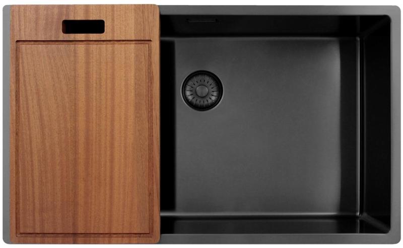 Pure.Sink Exclusivo suuri Gun metal -allas 70x40 cm 10mm säde alapuolella, tasoon upotettava ja päälle asennettava PEX7040-61