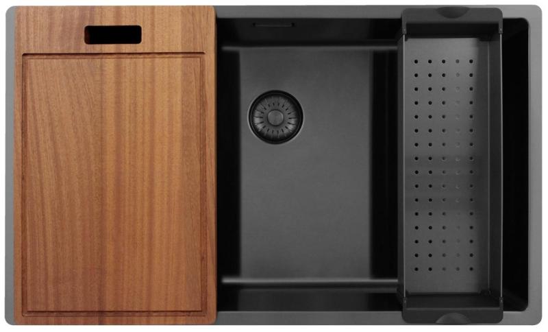 Pure.Sink Exclusivo suuri Gun metal -allas 70x40 cm 10mm säde alapuolella, tasoon upotettava ja päälle asennettava PEX7040-61