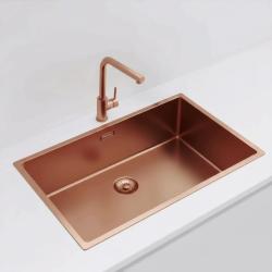 Pure.Sink Exclusivo suuri kuparinen tiskiallas 70x40 cm 10mm säde alapuolella, tasoon upotettava ja päälle asennettava PEX7040-62