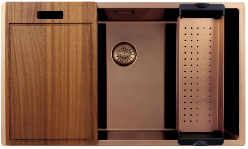 Pure.Sink Exclusivo suuri kuparinen tiskiallas 70x40 cm 10mm säde alapuolella, tasoon upotettava ja päälle asennettava PEX7040-62