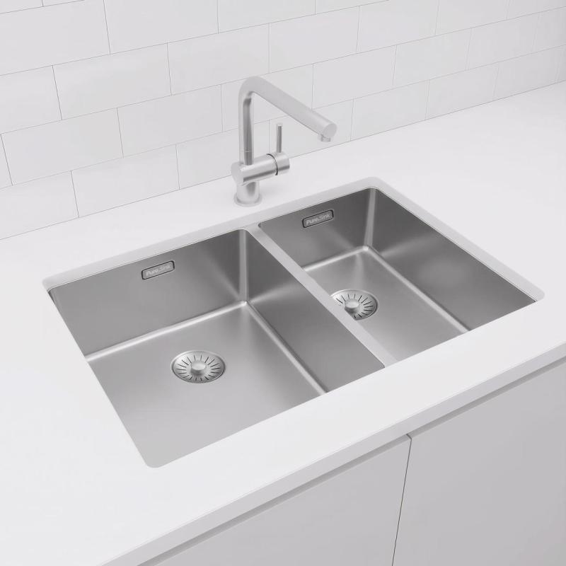 Pure.Sink Exclusivo RVS 1,5 puolikas tiskiallas 34+18 cm 10mm säde PEX341840-02